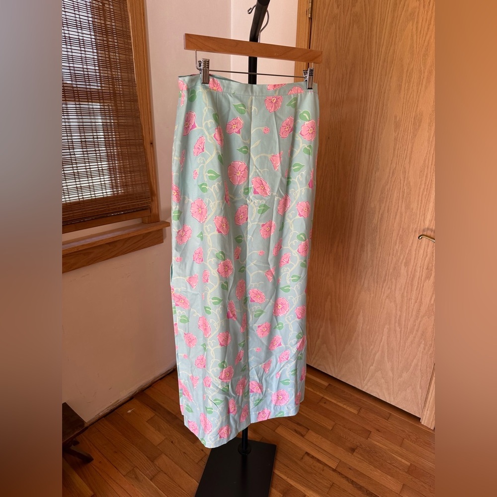 Lilly Pulitzer Maxi Skirt in Light Blue and Pink Floral - Picture 6 of 12
